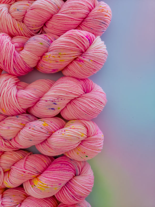 Raspberry fizz 8ply skein